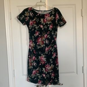 PinkBlush Green Floral Fitted Maternity Dress